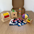 Paket Montessori lesenih didaktičnih igrač za dojenčke 0–6 mesecev