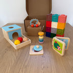Montessori lesene didaktične igrače za dojenčke 7–12 mesecev – razvojni paket
